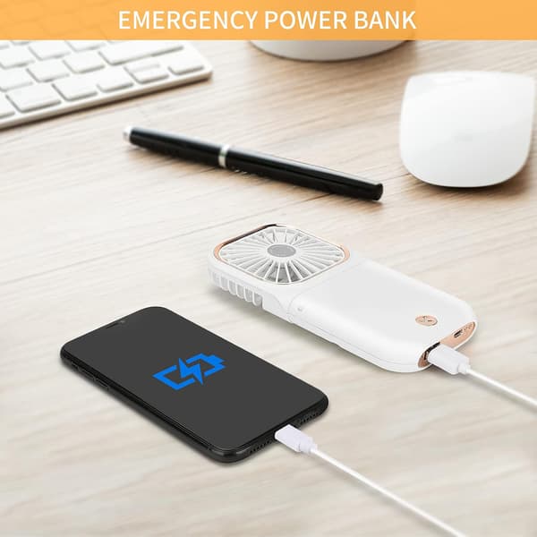 Håndholdt ventilator, bærbar bordventilator, foldbar USB genopladelig halsventilator (hvid)[YJD]