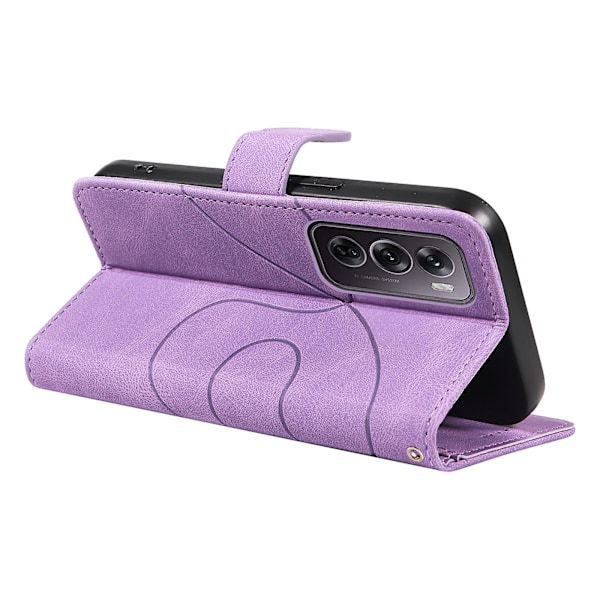 For Oppo Reno12 Pro 5G Etui Buet Linje Imprint PU Læder Wallet Stativ Cover (YJD) Light Purple