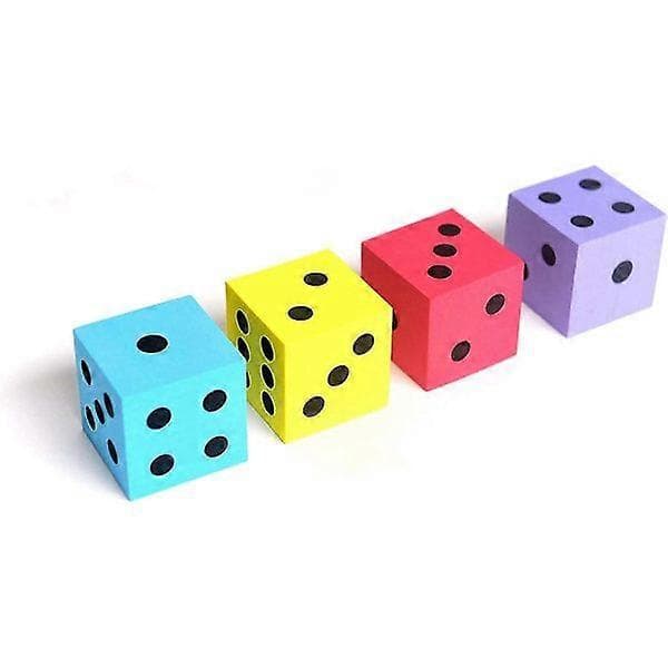 Firkantede terninger med skumprikker, 3,8 cm, 4 pr. pakke, blandede farver - perfekte til spil.[YJD]