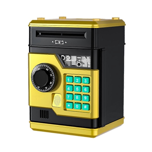 Elektronisk sparegris ATM Passord Pengeskrin Safe Smart Fingeravtrykk Automatisk Bankvirksomhet Barne Gave Mone[YJD] Gold