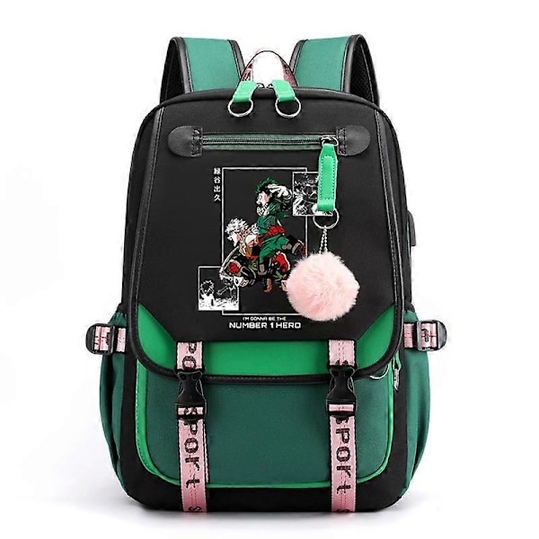 Anime My Hero Academia Bakugo Katsuki Deku Cosplay Ryggsäck Student Skolryggsäck Axelväska Laptop Reseryggsäck Dagryggsäck_v (YJD) Auburn