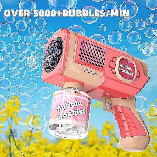 8-håls bubbelpistol för barn, bubbelmaskin, bubbelpistol för barn, automatisk bubbelpistol för småbarn, festgåva, födelsedagspresent [YJD] pink