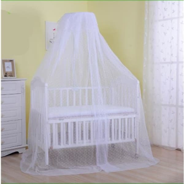 Babysenghimmel med stativ - Stor dekorativ myggnetting - Hvit White