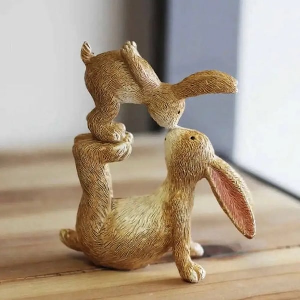 Söt Påsk Kyssande Kanin Figurin Festival Harts Hantverk Söt Kyssande Kanin Prydnad Verklighetstrogna Djur Statyer Hem Kontor Dekor (YJD) Rabbit