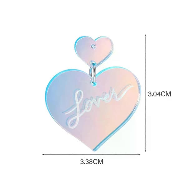 Kærlighedshjerte Dingleøreringe Trendy Iridescent Øreringe Hypoallergene Hoop Øreringe Gave til Hende Mor Kone Valentinsdag [YJD]