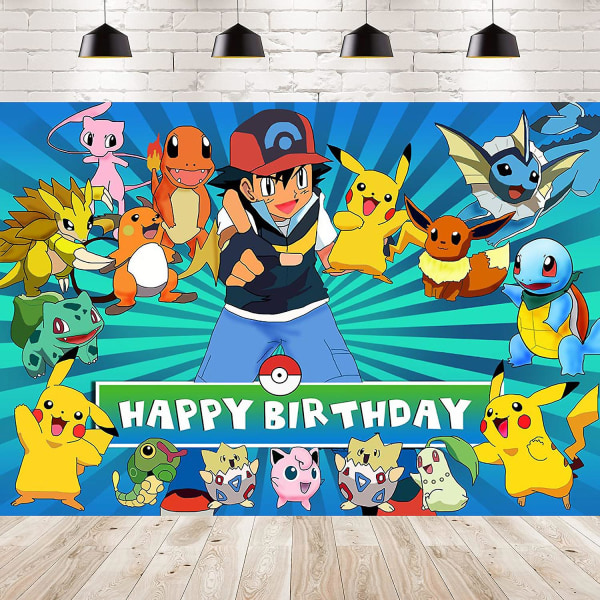 Pikachu Bakgrund Födelsedagsfest Tillbehör Bakgrund Foto Banner Dekorationer