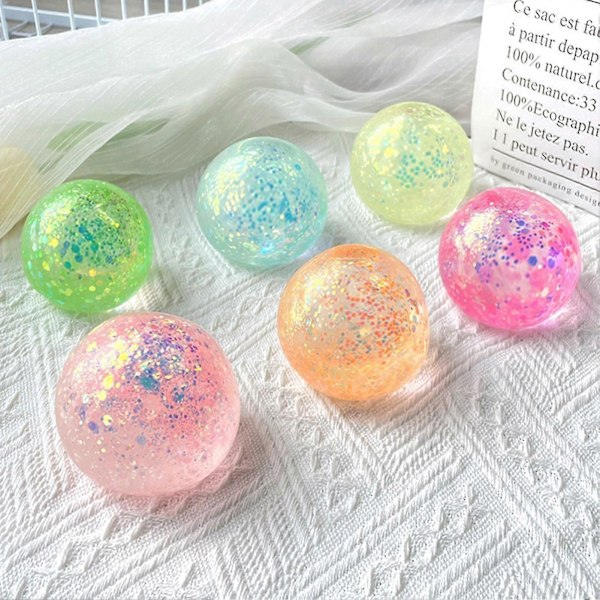 Anti-stressboll Mjuk Tpr Långsam Återhämtning Paljetter Maltosboll Nyp Leksak Stresslindring Elastisk Klämning Färgad Boll Dekompressionsleksak Fest F[YJD] Rose Red