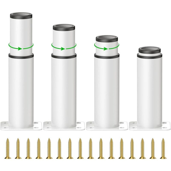 4 stycken justerbara möbelben, 12 cm justerbara köksben, justerbar höjd är 0-70 mm, runda metallben i rostfritt stål