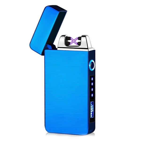 Dubbel Arc USB Elektrisk Vindtät Flamfri Tändare Uppladdningsbar Touch Sensor Tändare Present till Pappa[YJD] Blue