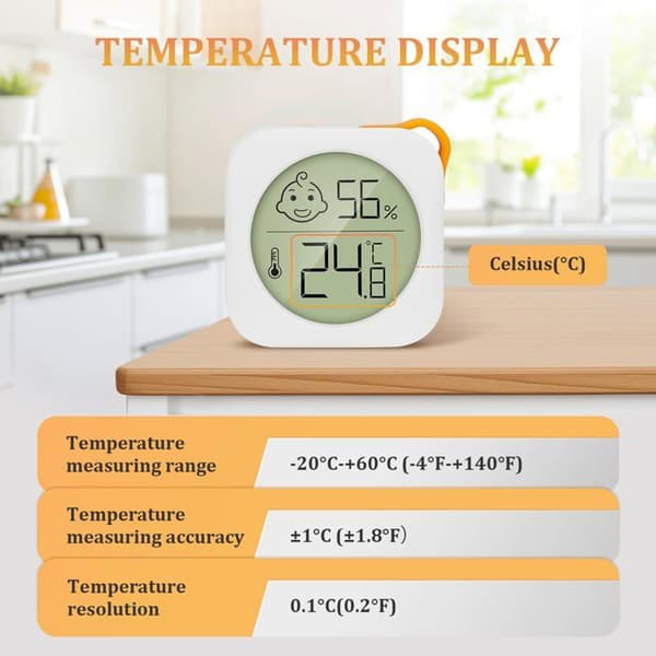 Mini LCD indendørs termometer hygrometer til hjemmet, måler temperatur og fugtighed (Ingen) (YJD)