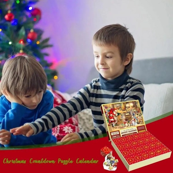 Pussel-adventskalender från Sverige 2024, 1008 pusselbitar 24 dagar Leksaksaffär Pussel (YJD) 800 TOY SHOP julnedräkning julkalender a