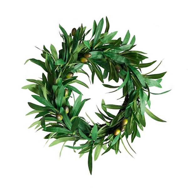 Hængende Olivenblad Girland Kunstig Vine Girland Dekorationer Bryllupsbue Arrangement Vægdækning (YJD) Round Wreath