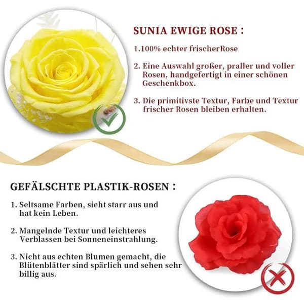 Konserverad Ros Figur Evig Ros 3-4cm Julklapp Mors Dag Present[YJD] Yellow