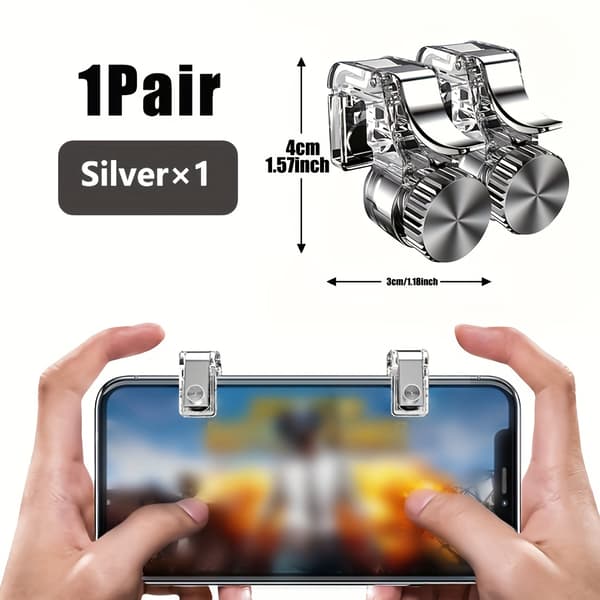 2 stk. mobilspilknap-controller, mobilspil-controller, mobilspiltilbehør, mobilspil-controller hjælpeskydemål, giver S[YJD] Silvery