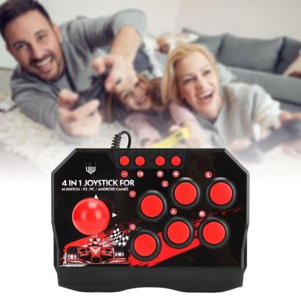 TMISHION Arcade Fighting Stick - Gamingtilbehør til Switch/PC/PS3 - Sort (YJD)