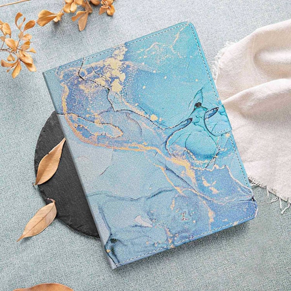 10 tuuman universaali personoitu maalattu marmorikuvioinen tikattu nahkakotelo vaaleanpunainen sininen marmori [HK] Blue Style E iPad 10.2 (2021)