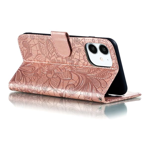 iPhone 12 mini læderetui Spetsblomma[YJD]