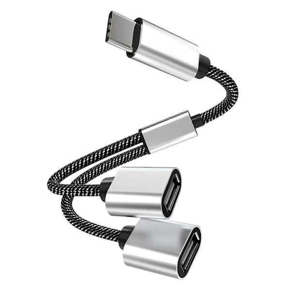 Type A Type-C Hann til Dobbel USB 2.0 Hunn Adapter USB-C OTG Splitter Y Kabel Konverter Støtte[HK]