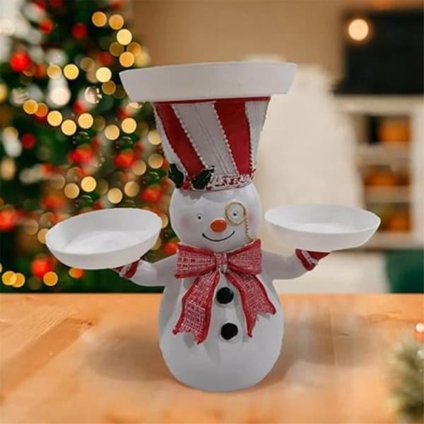 Dekorationer - SODIAL - Julebakke - Harpiks - Snemand - 21 cm (YJD)