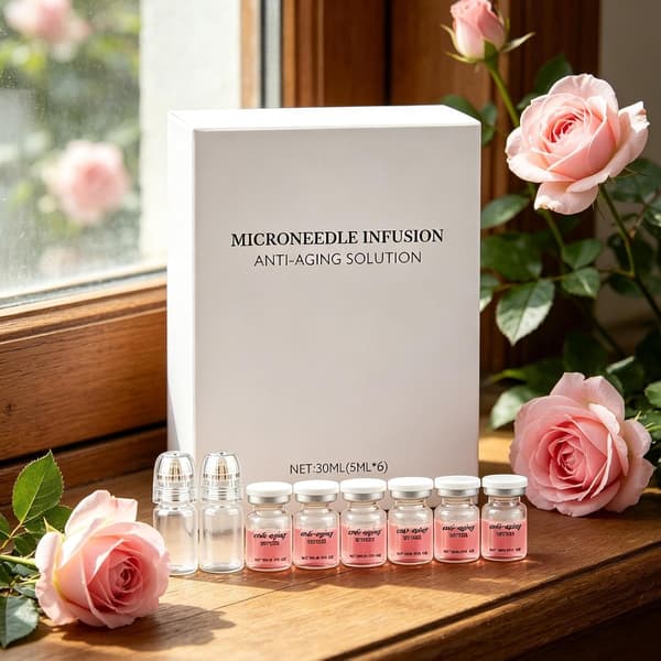 Microneedle Roller Kit - Ansigtsfugtighed til makeupforberedelse og opfriskning natten over | Titaniumnåle med botaniske ekstrakter, teint Sm[YJD]
