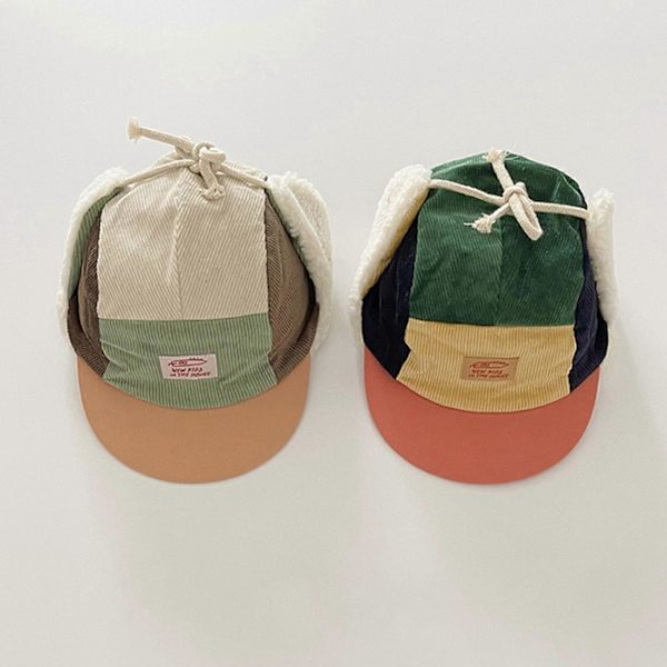 Trendig vintermössa för barn med mjukt foder Varm & trendig manchester baseballkeps Patchwork-mössa för barn för vinterpresent Gul[YJD] Light Purple