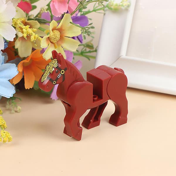 Plastblock Mini Block Actionfigurer Krig Medeltida Riddare Hästblock Leksak[YJD] Red 1pc