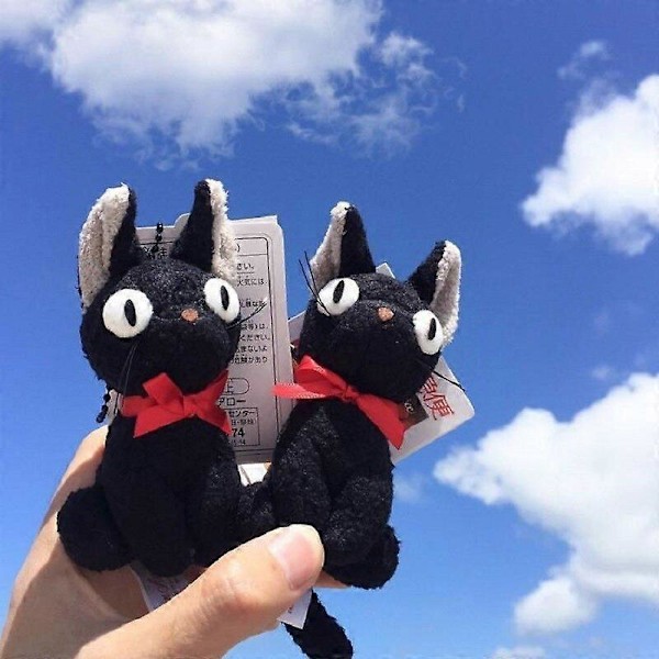 Studio Ghibli Hayao Miyazaki Kiki's Delivery Service Svart Jiji Plussj Leke Søt Mini Svart Katt Kiki Stoffdyr Nøkkelring Smykke (YJD) 10CM