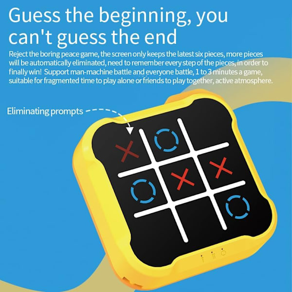 Tic Tac Toe, 4-in-1 Handheld Educational Game Machine, Electronic Tic Tac Toe Game for Education and Memory Development, Home (Yellow)