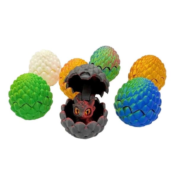 1 st 3D-printade drakäggsfigurer Djurdrake Fidget-simuleringsögon Hemtillbehör[YJD]