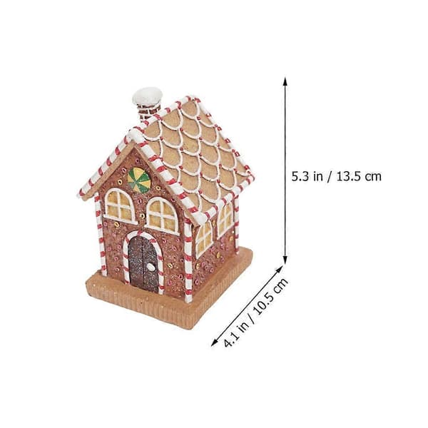 Lysende pepperkakehus julefigurer pepperkakehus figur [YJD] Brown 13.5x10.5cm