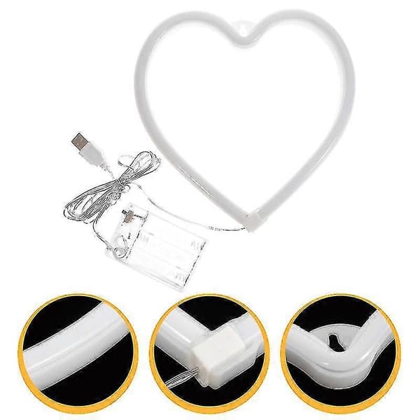 1 stk. Hjerteformet Neonlys Valentinsdag Lysindretning Farverigt LED-lys [YJD]