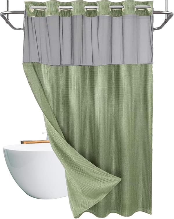 Duschdraperier | Badrumsduschdraperier | Användarvänliga, moderna draperier för lägenhet, studentrum [YJD] Green