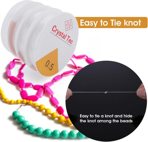 Prasacco 4 ruller 0,5 mm klar elastisk snor, elastisk armbåndssnor, leireperlesnor, DIY krystallsnor, elastisk tråd for J[YJD]