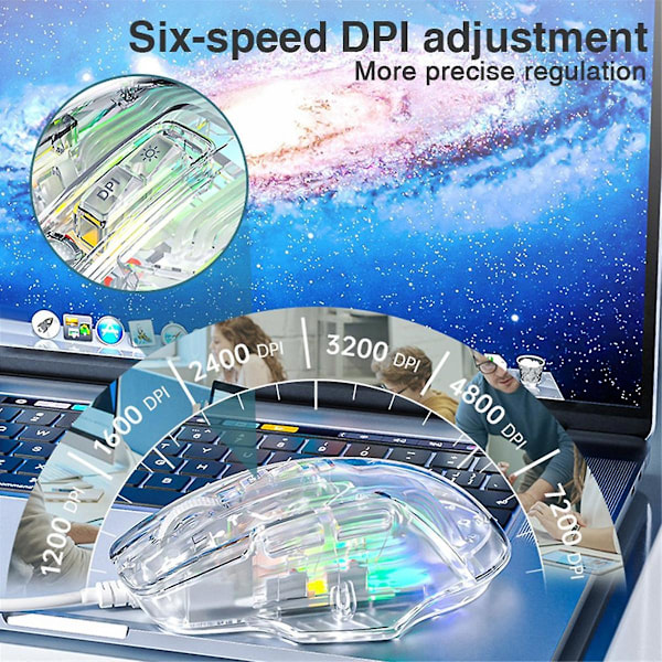 Aula S80 Trådløs Spillmus Transparent Ergonomisk Datamus 7200 Makro Programmering Esports Mic