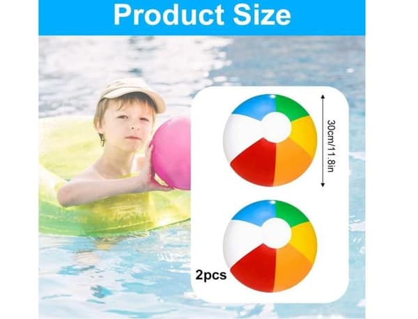 Oppustelig badebold, oppustelig poolbold, 2 stk. poolbold, store strandvandbolde, 30 cm badebold [YJD]