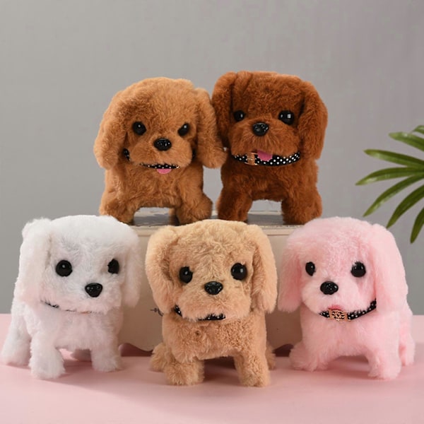 Elektronisk Robot Hund Gående Barkande Svansviftande Valp Plush Leksak Barnpresenter, 100% Ny_v (YJD) brown