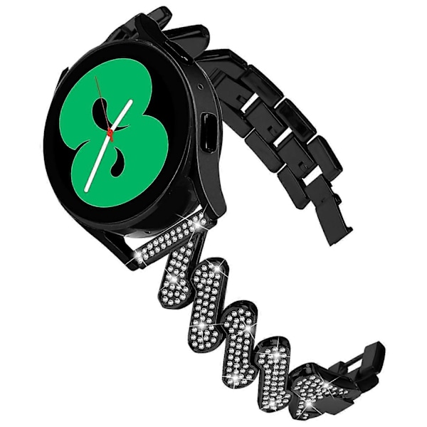 Til Samsung Galaxy Watch7 44mm 40mm Alloy Strop Bling Rhinestone Dekor Urrem -[HK] Black Multicolor