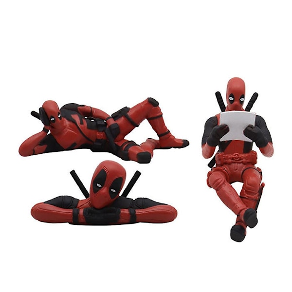 3-pack X-Men Deadpool Actionfigurer Leksaker Modellprydnader Staty För Hem Bil Skrivbordsdekorationer (YJD) A 3Pcs