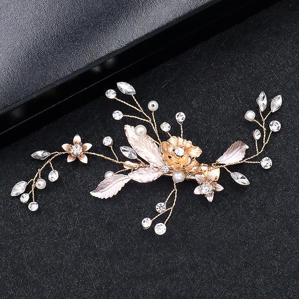 Håndlagde Blomster Bryllup Krystall Perle Hårspenner Hårtilbehør Brudegaver[YJD] Silver 1pc