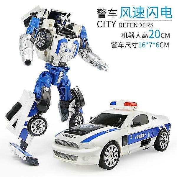 Dreng Legering Transformation Voltron Speedbåd Transformation Legetøjsbil Robot Model[YJD] police car