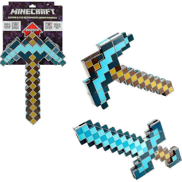 Minecraft-lelut, miekka ja hakku, Minecraft-pelin muuntautuva roolipelivaruste lapsille, joulu- ja syntymäpäivälahja lapsille ja faneille