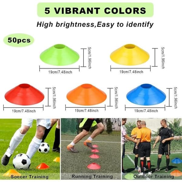 Markeringskoner - Multisport - 50 delar - Hög synlighet - Slitstarka material - Förvaringsväska (YJD)
