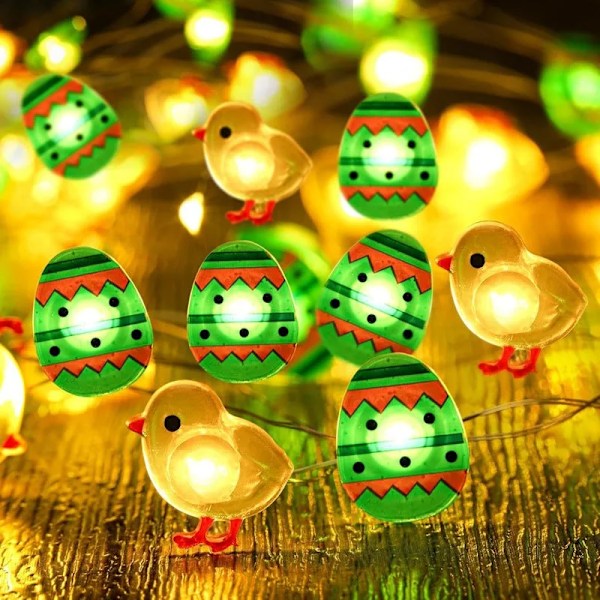 1,5 m 10 LED Påsk Kanin Ägg Ljusslinga Kanin Morot Kyckling Lykta Slingor Barn Glad Påskdag Fest Dekor För Hem 2025(YJD) C
