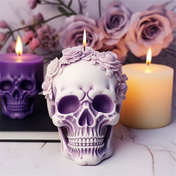 3D Epoxy Silikone Lysform Kranie 02, Halloween Beton Gips Ingen (YJD)