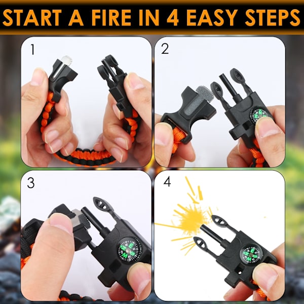 Camping Multi-tool Set 3-pack med kompass överlevnadsband och visselpipa[YJD]