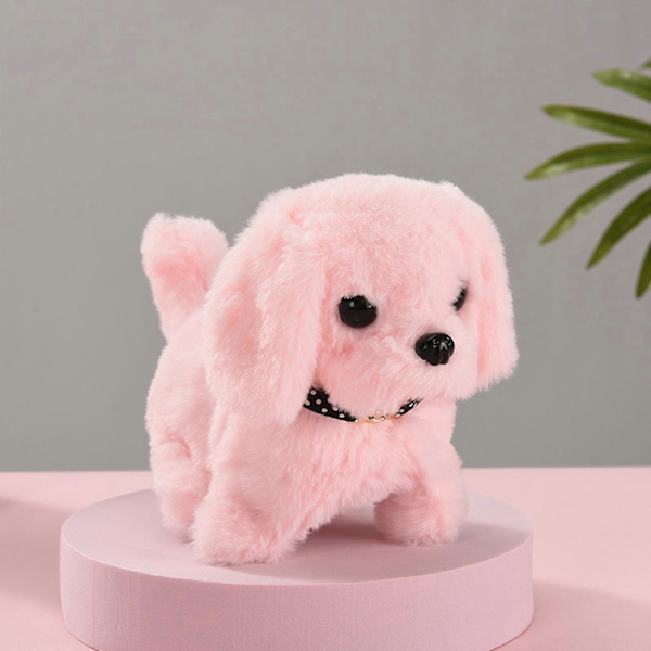Elektronisk Robot Hund Gående Barkande Svansviftande Valp Plush Leksak Barnpresenter, 100% Ny_v (YJD) Pink