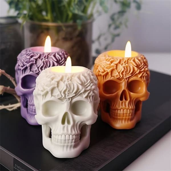 3D Epoxy Silikone Lysform Kranie 02, Halloween Beton Gips Ingen (YJD)