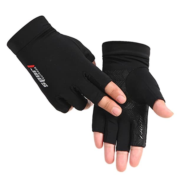 Halvfingerhandskar Andningsbara Is Silke Halkfria Cykel Touch Screen Handskar[YJD] Blue