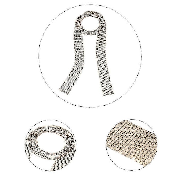 Dam Glitter Glittrande Metall Paljetter Halsband Slips Scarfs Fest Kväll Lång Tunn[HK] Black with diamond