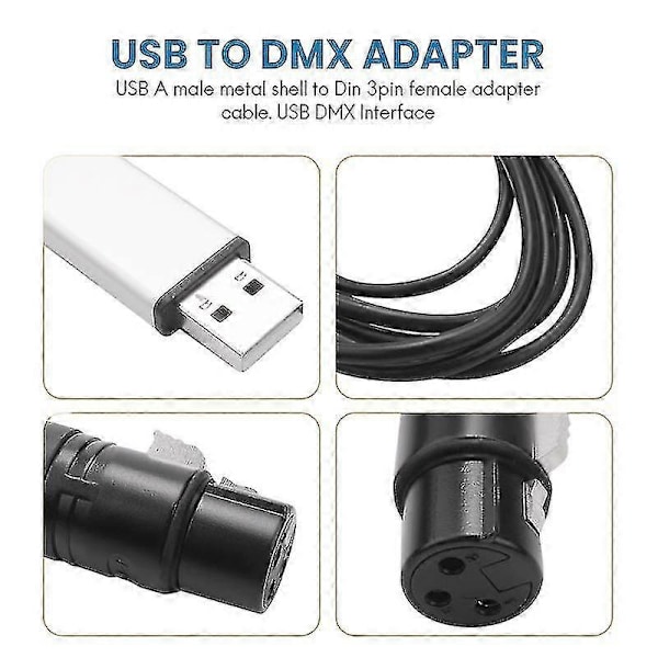 DMX512 USB DMX -liitäntäsovitin LED-lavavalaistuksen ohjaimelle, USB-DMX-liitäntäsovitin, DMX c|1024636554620  (YJD)